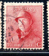 BELGIQUE BELGIE BELGIO BELGIUM 1919 KING ROI ALBERT I IN TRENCH HELMET 10c USED OBLITERE' USATO - 1918 Cruz Roja