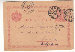Roumanie - Carte Postale De 1895 - Entier Postal - Oblit Bucuresti - Exp Verss Bruxelles - - Brieven En Documenten