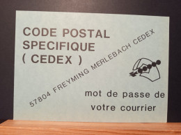 Code Postal, Carte Postale Verte Repiquée Neuve, 57804 FREYMING MERLEBACH CEDEX - Lettres & Documents