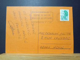 Code Postal, Carte Postale Rouge Circulée Avec Liberté De Gandon 2222, 57800 FREYMING MERLEBACH - Lettres & Documents