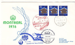 Japon - Lettre De 1976 - Oblit Tokyo - 1 Er Vol Tokyo Montreal - Cachet Jeux Olympiques De 1976 - - Lettres & Documents