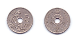 Belgium 5 Centimes 1921 Dutch Legend) - 5 Centimes