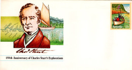 AUSTRALIE ENTIER LETTRE NEUF 150 ANS EXPLORATIONS DE CHARLES STURT - Postal Stationery