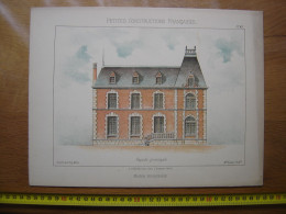 XXe Planche PETITES CONSTRUCTIONS FRANCAISES Maison Bourgeoise Thezard - Architectuur