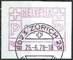 Schweiz Suisse 1978: FRAMA Zumstein N° 2  Michel 2  Mit Ersttag-Orts-Stempel ZÜRICH 26.6.78 (SBK CHF 50.00 Für Voll-o) - Affranchissements Mécaniques