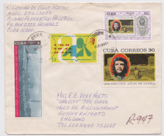 Cuba Lettre Recommandée Timbre Che Guevara La Habana Stamp Registered Air Mail Cover Sello Correo Aereo 1989 - Storia Postale