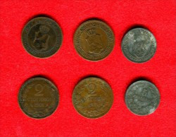 BULGARIE - BULGARIA - BULGARIEN - 2 STOTINKI 1901 + 5 STOTINKI 1888 + 5 STOTINKI 1912  + 2 X 10 STOTINKI1881 - Bulgarien