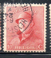 BELGIQUE BELGIE BELGIO BELGIUM 1919 KING ROI ALBERT I IN TRENCH HELMET 10c USED OBLITERE' USATO - 1918 Cruz Roja