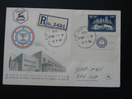 Registered FDC With Tab Zionist Organization Of America Israel 1952 - Used Stamps (with Tabs)