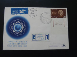 Registered FDC With Tab Albert Einstein Amnishav Israel 1956 - Oblitérés (avec Tabs)