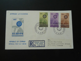 FDC Recommandée Registered Europa Cept Chypre Cyprus 1967 (ex 1) - Lettres & Documents