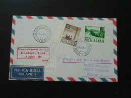 Lettre Premier Vol First Flight Cover Bucharest Romania --> Roma 1969 - Storia Postale