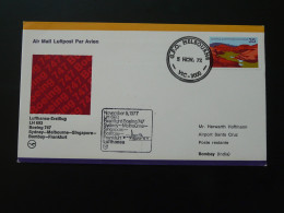 Lettre Premier Vol First Flight Cover Melbourne --> Bombay India Boeing 747 Lufthansa 1977 - Lettres & Documents