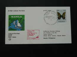 Lettre Premier Vol First Flight Cover Delhi --> Manila Philippines DC10 Lufthansa 1982  - Lettres & Documents