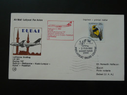 Lettre Premier Vol First Flight Cover Sydney Dubai Boeing 747 Lufthansa 1982  - Cartas & Documentos