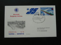 Lettre Premier Vol First Flight Cover Varna Geneve Bulgarian Airlines 1983 - Storia Postale