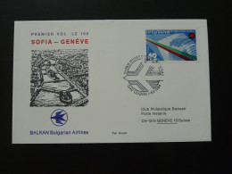 Lettre Premier Vol First Flight Cover Sofia Geneve Bulgaria Airlines 1984 - Cartas & Documentos