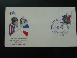 FDC Bicentenaire Révolution Française Costa Rica 1989 - Revolución Francesa
