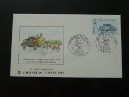 FDC Histoire Postale Diligence Journée Du Timbre Voiron 38 Isère 1989 (timbre De Feuille) - Postkoetsen