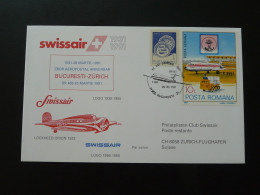 Lettre Vol Commemoratif Flight Cover Bucharest --> Zurich Lockheed Orion Aeropostale Romania 1991 - Brieven En Documenten