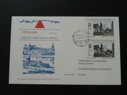 Lettre Premier Vol First Flight Cover Bratislava Zurich On Saab 340 Tatra Air 1991 - Lettres & Documents