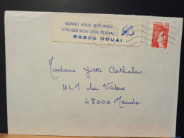 Code Postal, Lettre Circulée Avec Sabine De Gandon 2102 Et Vignette 59500 DOUAI - Briefe U. Dokumente