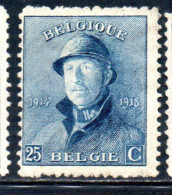 BELGIQUE BELGIE BELGIO BELGIUM 1919 KING ROI ALBERT I IN TRENCH HELMET 20c USED OBLITERE' USATO - 1918 Croix-Rouge