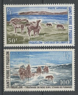 SPM MIQUELON 1969 PA N° 44/45 ** Neufs MNH Superbes C 46,50 € Faune Chevaux Traînage Du Bois Etang Mirande - Nuevos