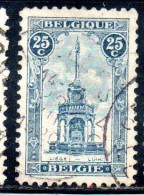 BELGIQUE BELGIE BELGIO BELGIUM 1919 PERRON OF LIEGE FOUNTAIN 25c USED OBLITERE' USATO - 1918 Rotes Kreuz