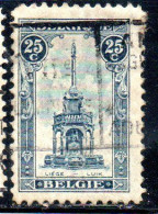 BELGIQUE BELGIE BELGIO BELGIUM 1919 PERRON OF LIEGE FOUNTAIN 25c USED OBLITERE' USATO - 1918 Croix-Rouge