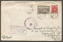 1947 Registered Cover 18c War/Peace CDS Toronto Stn L Ontario To USA - Postgeschiedenis