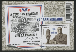 FRANCE 2010 Feuillet F4493 "Appel Du 18 Juin 1940 Général De Gaulle" Neuf ** MNH. TB. - Mint/Hinged