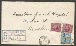 1945 Registered Cover 13c War/Airmail CDS Hamilton Ontario Sub No 15 Local - Historia Postale