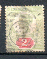 GRANDE-BRETAGNE Victoria 2p Vert-rose 1887 N°94 - Oblitérés