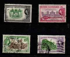 BRITISH HONDURAS (BELIZE) - 1953 - 1-3-4-15 Cent - Definitives - Queen Elizabewth II - 4 Used Stamps         MyRef:L - Honduras Britannique (...-1970)