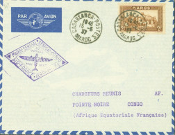 1er Voyage Mai 1937 Maroc Sénégal Sénégal Congo Air France Aéromaritime YT Maroc N° 145 Casablanca 15 6 1937 Par Avion - Luftpost