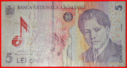 * NO CROWN (2005-2023): ROMANIA  5 LEI 2005 POLYMER! ENESCU (1881-1955)! · LOW START!  NO RESERVE! - Romania