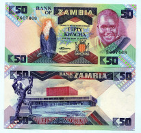 Zambia 50 Kwacha UNC P28 Banknote Paper Money 1986 X 25 Note Lot - 1/4 Bundle - Sambia