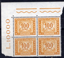 Italia (1962) - Segnatasse, 100 Lire Fil. Stelle 4° Tipo, Gomma Vinilica, Sass. 119/II ** - Consigned Parcels