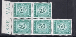 Italia (1962) - Segnatasse, 50 Lire Fil. Stelle 4° Tipo, Gomma Arabica, Sass. 118/II ** - Postage Due