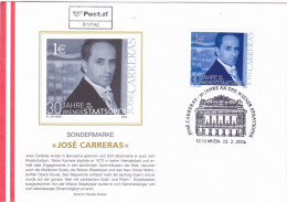 THE MUSIC JOSE CARRERAS  FDC COVERS 2004  AUSTRIA - FDC