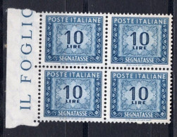 Italia (1962) - Segnatasse, 10 Lire Fil. Stelle 4° Tipo, Gomma Vinilica, Sass. 114/II ** - Segnatasse