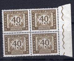 Italia (1962) - Segnatasse, 40 Lire Fil. Stelle 4° Tipo, Gomma Aravinilica, Sass. 117/II ** - Postage Due