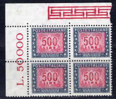 Italia (1974) - Segnatasse, 500 Lire Fil. Stelle 4° Tipo, Gomma Vinilica, Sass. 120/IV ** - Postage Due