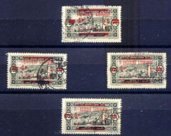 LEBANON 1928, 4 Pia. On 0 P. 25 Olive Black, Four Superb Used OVERPRINT-ERRORS & VARIETIES: Double Overprint (no Gaps Be - Lebanon