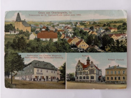 Gruss A. Oberlungwitz, Restauration, Gasthaus, Rathaus, Postamt, Gesamt, Chemnitz, 1908 - Chemnitz