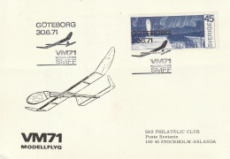 ZSueFdcA08 - RARE - SUEDE 1971 - La Carte  FDC  'PREMIER  JOUR' Du 30-06-1971 - Maquette Avion VMFF SMFF - Goteborg - Storia Postale