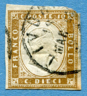 ITALIA, ANTICHI STATI - REGNO DI SARDEGNA - 1855-1863 - 10 Cents - Marrone - Sassone IT-SA 14 * Ref. C-01 - Sardinië