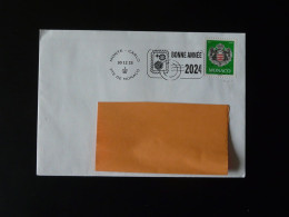 Flamme Sur Lettre Postmark On Cover Monaco Bonne Année 2024 - Marcophilie