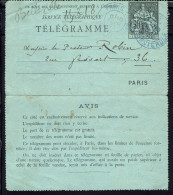 Entier Postal. Télégramme. Type Chaplain 50 C. Oblitération Paris Rue D'Amsterdam 10 Février 1893. - Pneumatische Post